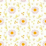 Seamless pattern with suns. Vector background with a marine theme.