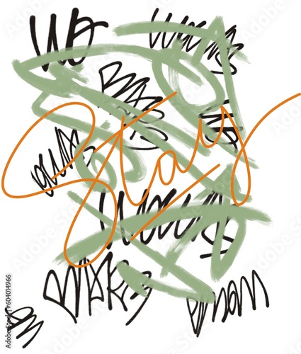 print pattern consisting of text and lines