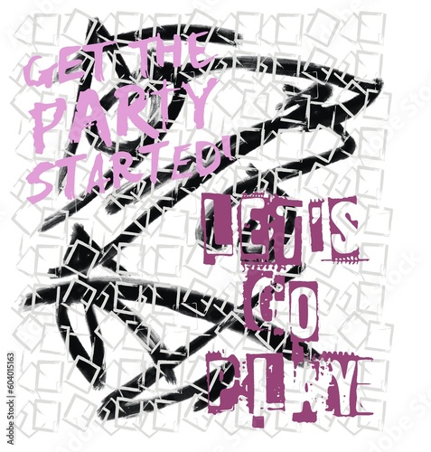 print pattern consisting of text and lines