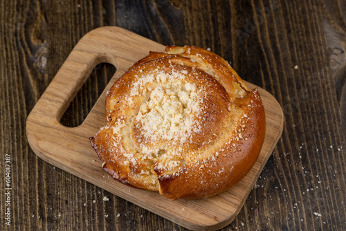 soft fresh bun with coconut filling photo