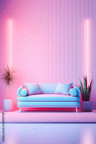 Selling in Style  Social Media Post featuring Clean Neon Pastel Interior in 3D Render