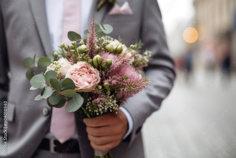 bride holding bouquet of flowers, ai generative bride holding bouquet of flowers, ai generative