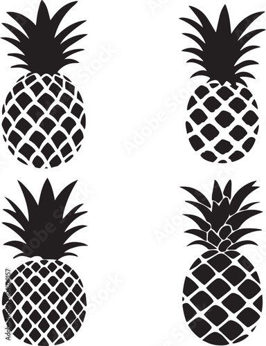 Pineapple set vector Illustration, SVG