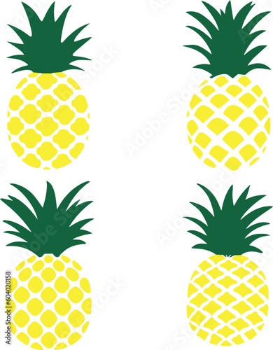 Pineapple set vector Illustration, SVG