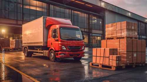 Optimizing Distribution Operations, Delivery Truck Loaded with Boxes at a Large Center, Generative AI