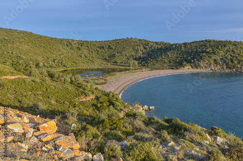 scenic view of Tuzla Bay and Tuzla Beach on Turkish Aegean coast near Kucukbahce  Karaburun  Izmir province  Turkiye 