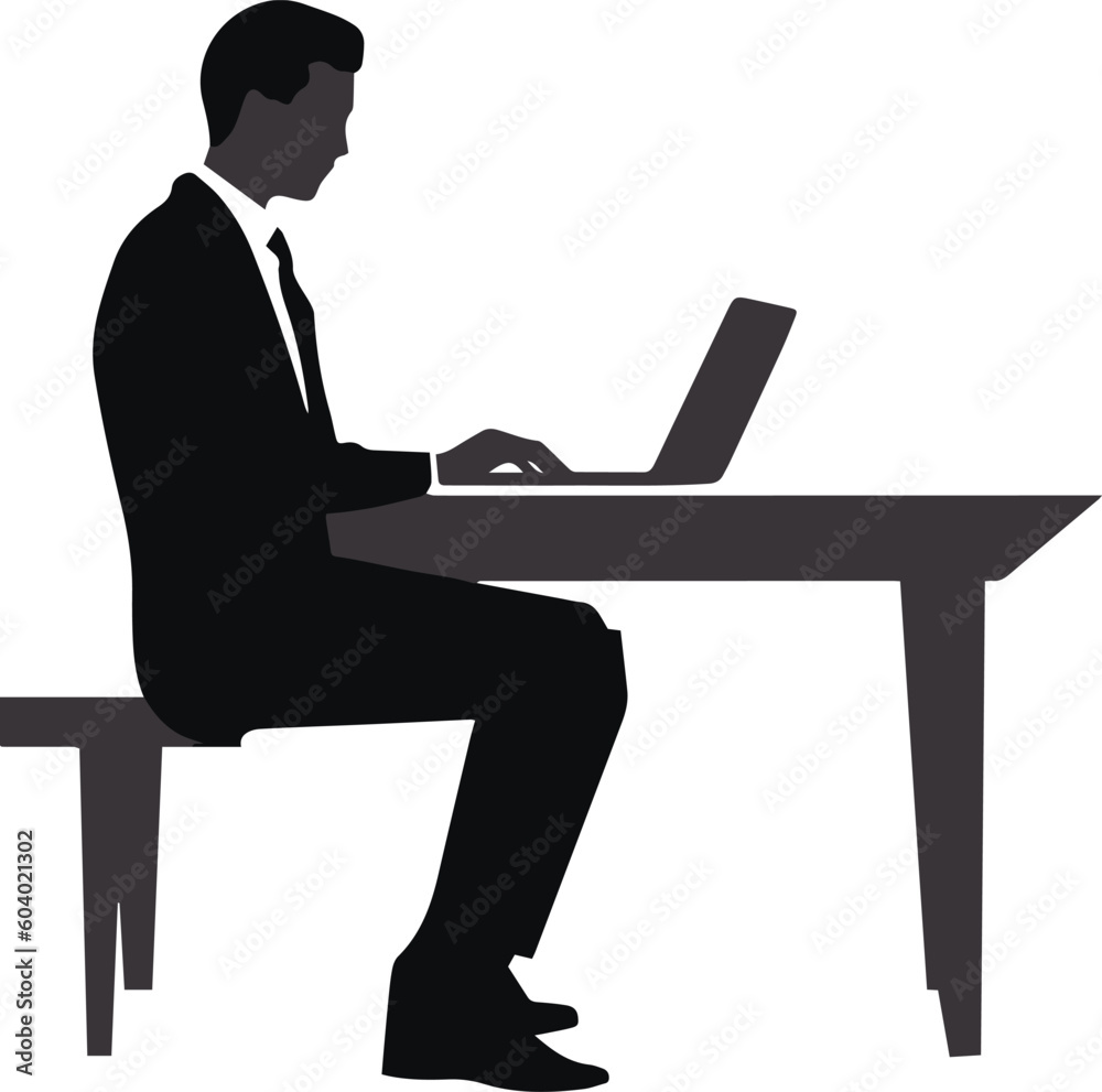 Business man work in laptop vector illustration, SVG