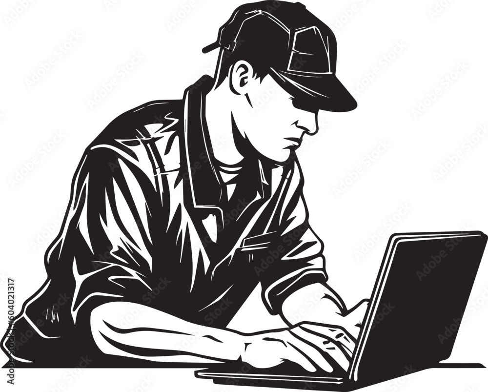 Business man work in laptop vector illustration, SVG Business man work in laptop vector illustration, SVG
