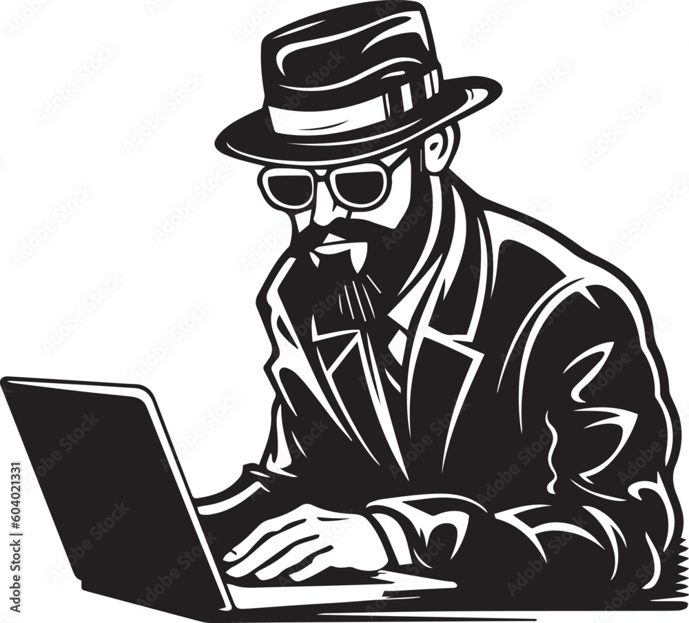 Business man work in laptop vector illustration, SVG Business man work in laptop vector illustration, SVG