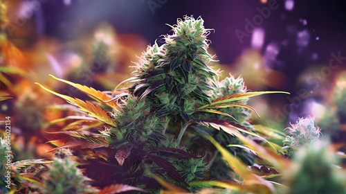 Cannabis plant - Legal Marijuana Plant - Smoking weed - Purple background - Cannabis culture - Generative AI