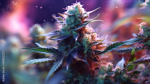Cannabis plant - Legal Marijuana Plant - Smoking weed - Purple background - Cannabis culture - Generative AI