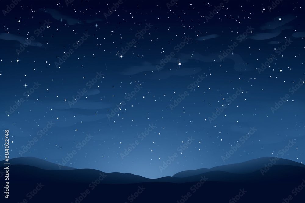 A minimalist illustration of a starry night sky, with bold negative space and twinkling stars Generative AI