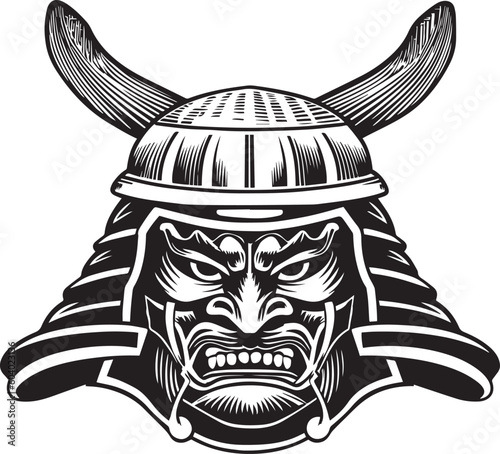 Samurai mask vector Illustration, SVG