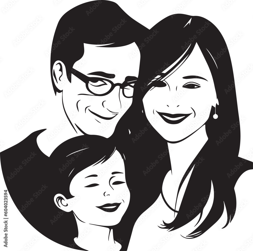 Happy family vector illustration, SVG Happy family vector illustration, SVG