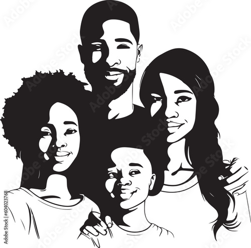 Happy African family vector illustration, SVG