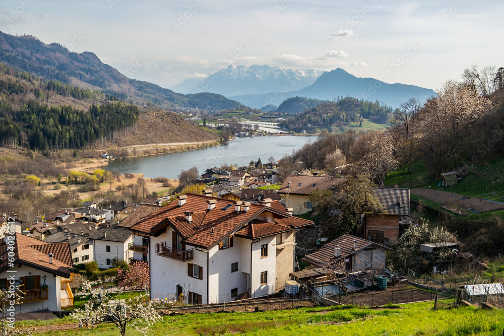 View from Baselga di Pine on Lake Serraia, Trentino Alto Adige, Italy