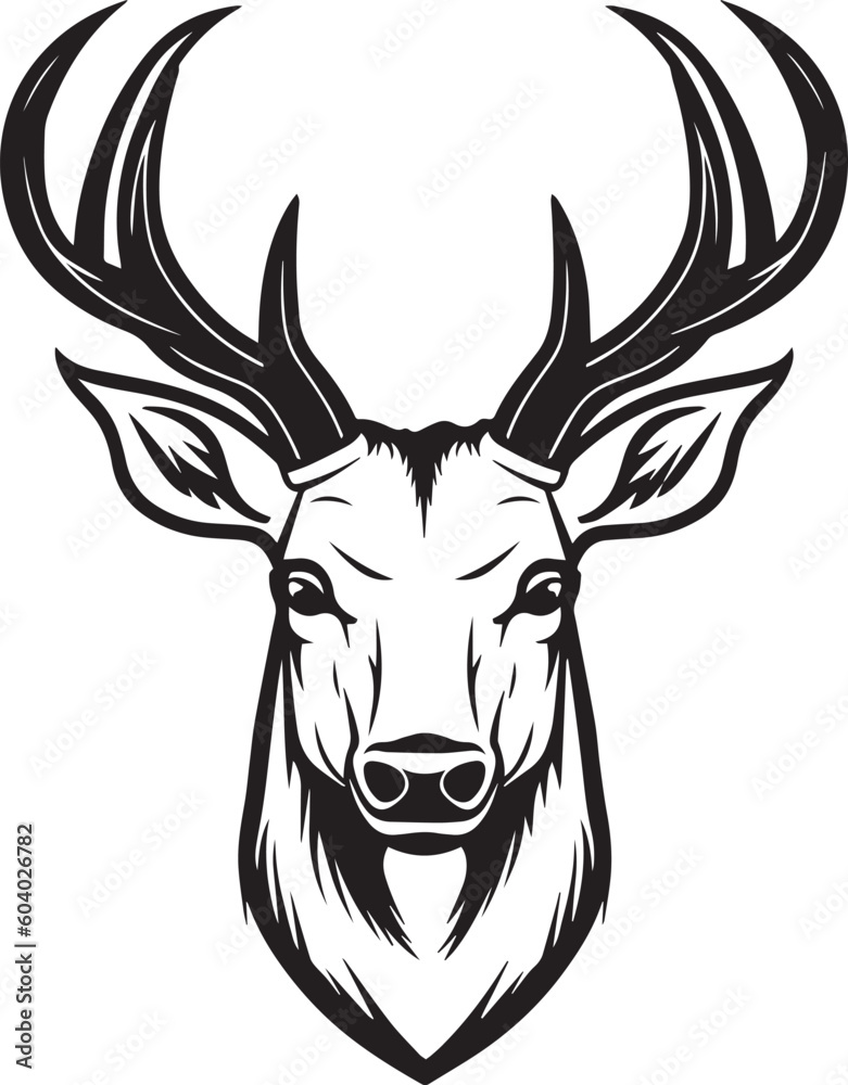 Deer head, Reindeer head, Wild animal vector illustration, SVG