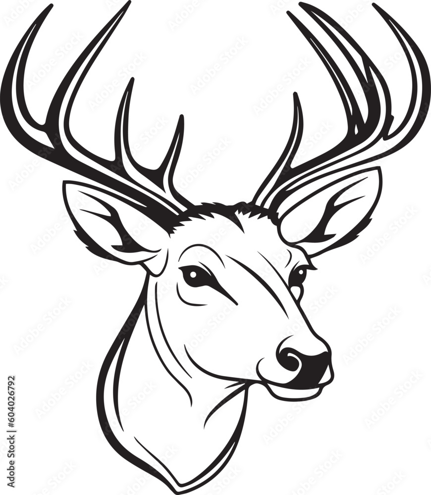 Deer head, Reindeer head, Wild animal vector illustration, SVG