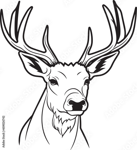 Fototapeta Naklejka Na Ścianę i Meble -  Deer head, Reindeer head, Wild animal vector illustration, SVG