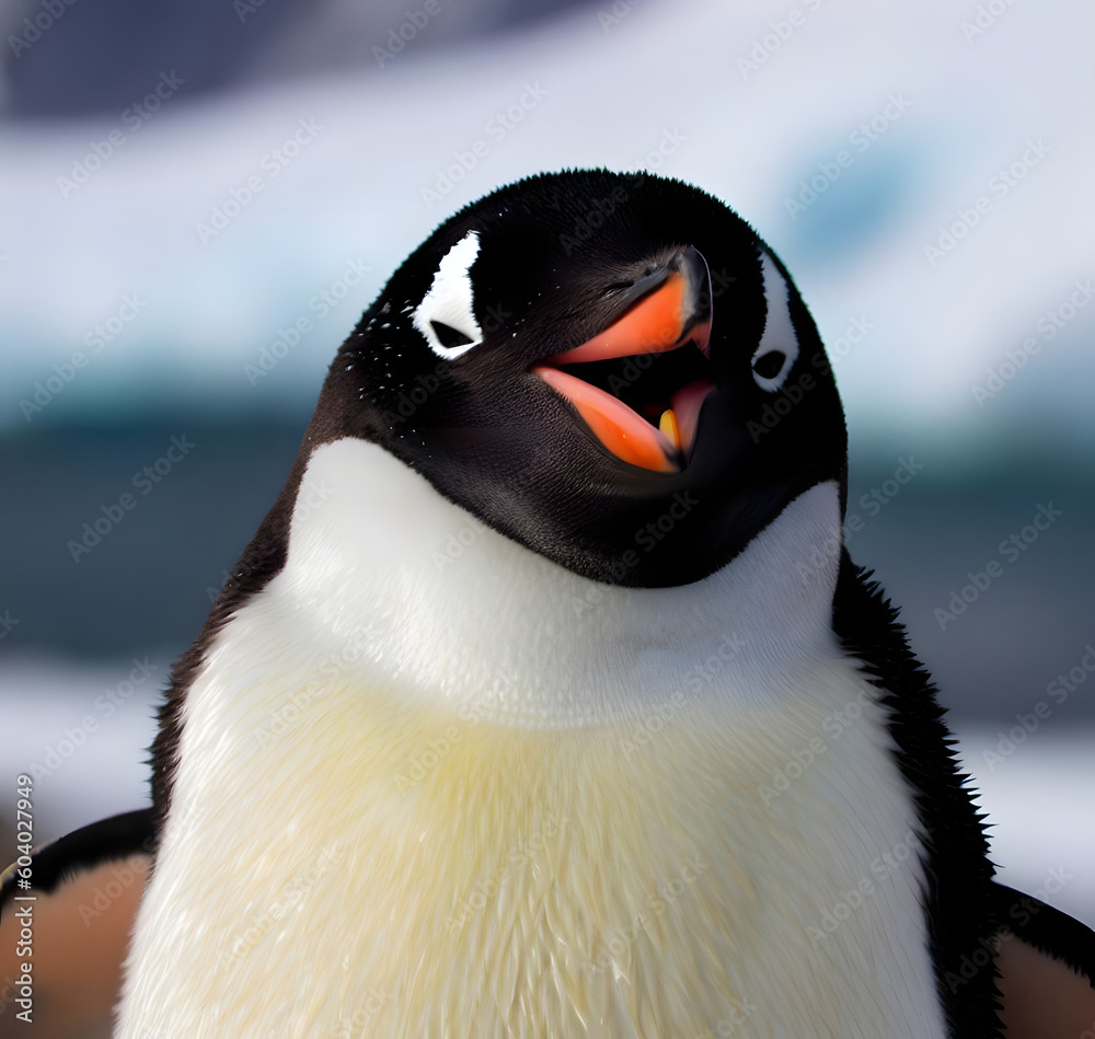 Naklejka premium Funny penguin in polar regions