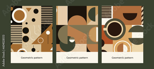Vector drawing geometric pattern. A set of patterns for the design of a cup, poster, banner. Design elements.