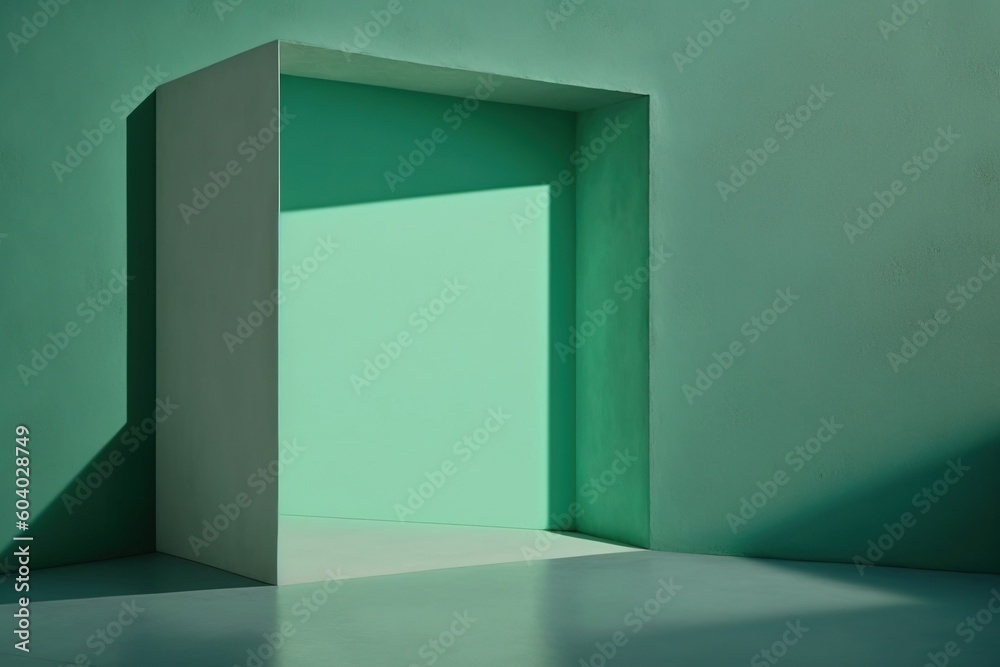 Empty Light Green Wall for Product Presentation, Enhancing Product Appeal with Chiaroscuro. Utilizing Chiaroscuro in Minimalist Product Backgrounds Empty Light Green Wall for Product Presentation, Enhancing Product Appeal with Chiaroscuro. Utilizing Chiaroscuro in Minimalist Product Backgrounds