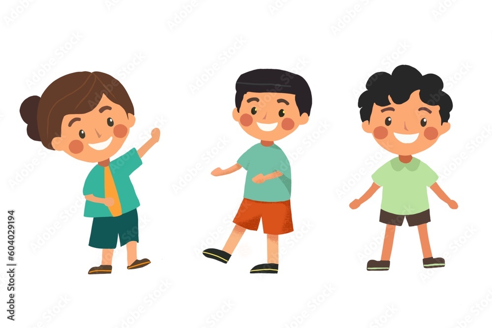 Children having fun together. Positive joyful little Childs rejoicing. Flat vector illustration. Children having fun together. Positive joyful little Childs rejoicing. Flat vector illustration.