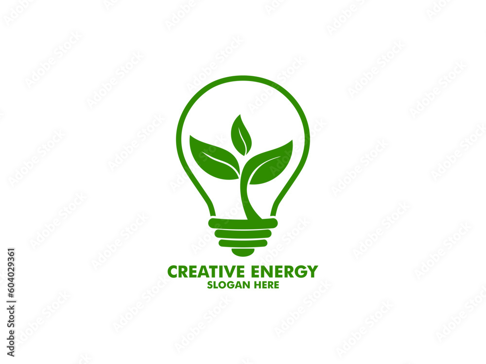 Creative Green energy icon with light bulb, Green concept. Safe idea. Eco concept