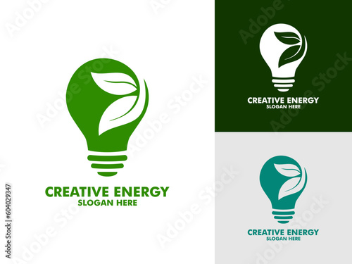 Creative Green energy icon with light bulb, Green concept. Safe idea. Eco concept