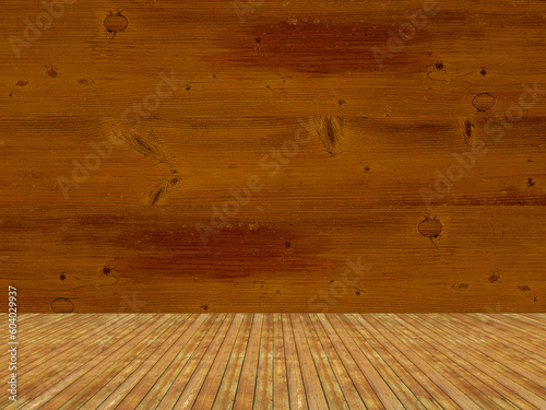 Empty interior room brown board background