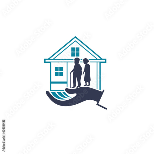 illustration of elder care, vector art.