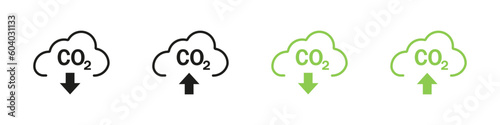 CO2 emission flat icon vector set. CO2 symbol. vector illustration