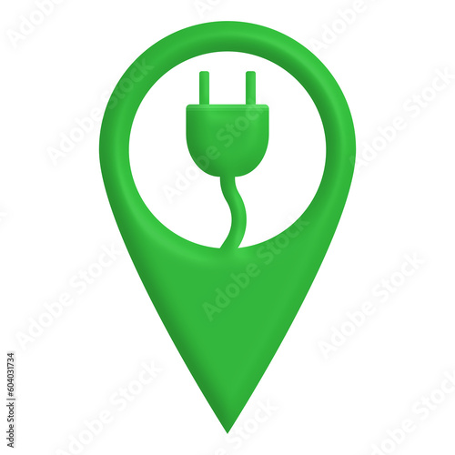 Eco charging for cars, point on the map. 
