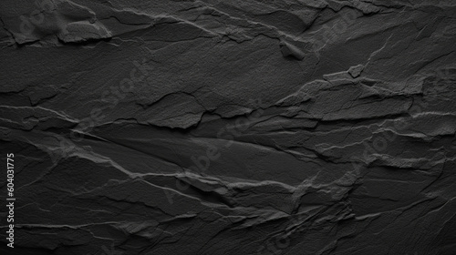 Black Stone Rock Slate Texture Background Banner. AI generative.