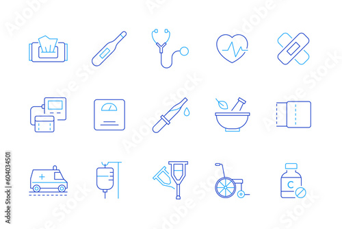 Health care - set of modern line design style icons