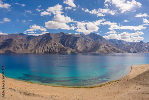 a beautiful mountain range near pangong lake and a clearly sky