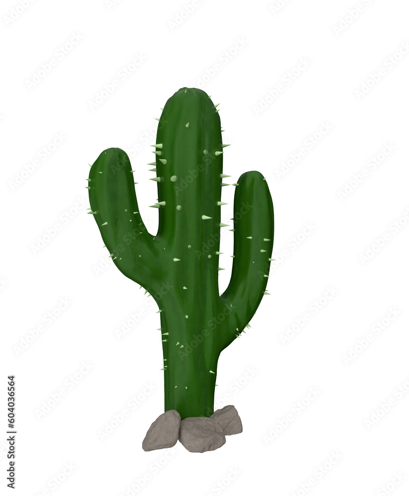 flat cactus with funny style 3d render flat cactus with funny style 3d render