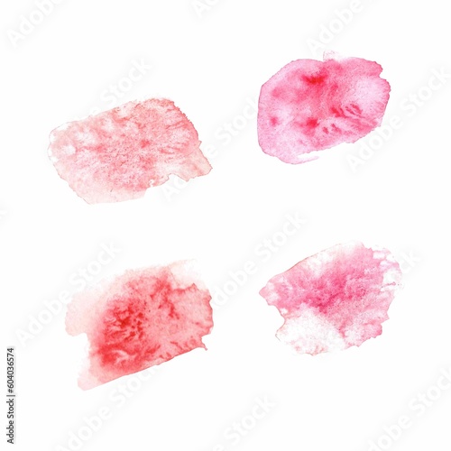 Abstract splash of red juice. Watercolor texture of red color isolated on a white background. Collection of watercolor splashes for backgrounds.