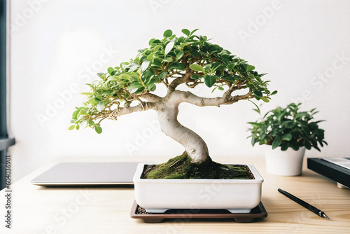 "From Desk to Serenity: Exploring Bonsai for Beginners in Bright, Colorful Student Apartment