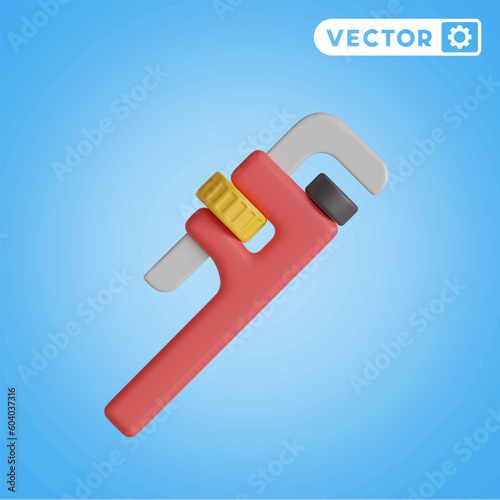 vernier caliper 3D vector icon set, on a blue background