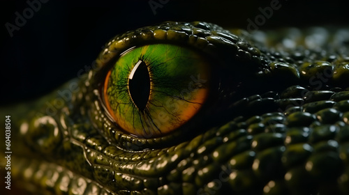 Crocodile eye up close. Generative AI