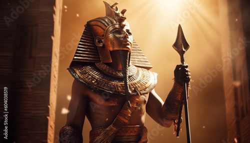 Ancient warrior figurine decoration, a famous monument generated by AI