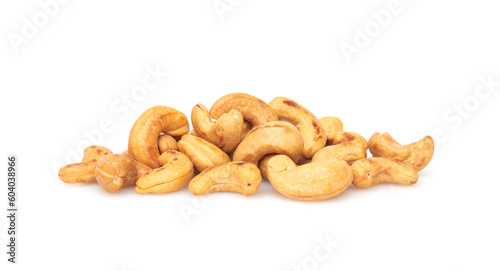 Cashew nuts on a white