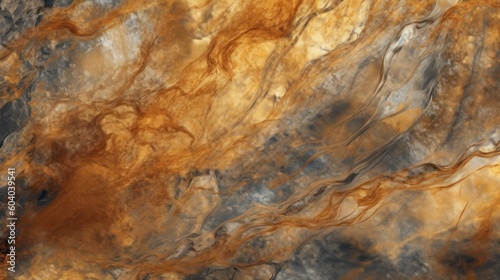 Gold and orange rusted marble granite stone textured background wallpaper. Generative AI