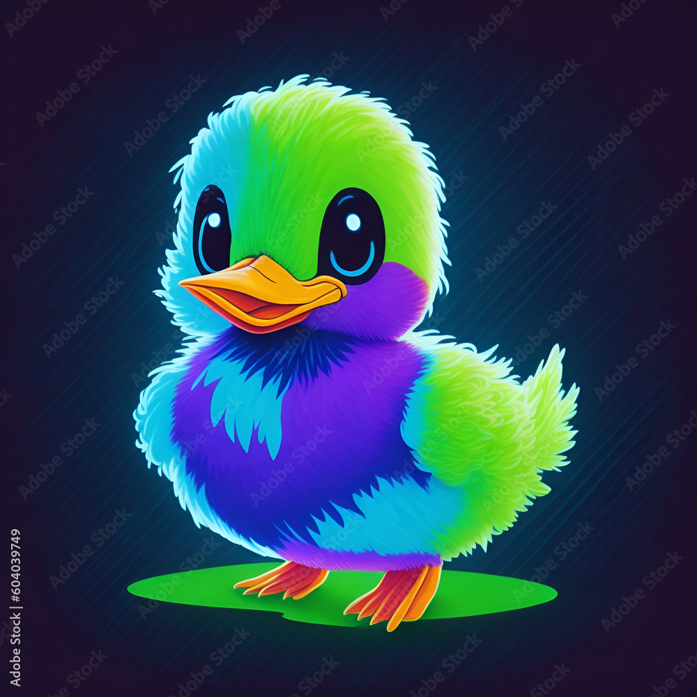 Neon duck logo icon. Generative AI