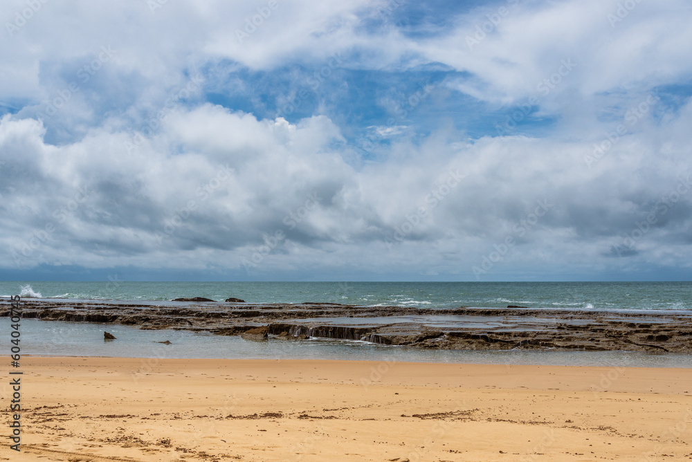Rocky barrier in brazilian beach on the northeastern coast