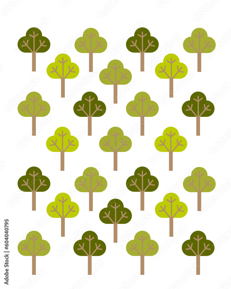 Vector texture with green trees