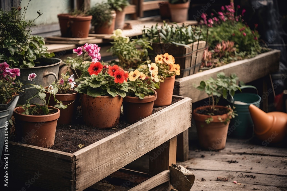 Obraz premium Backyard Oasis: Breathtaking Shot of Gardening Delight at Home