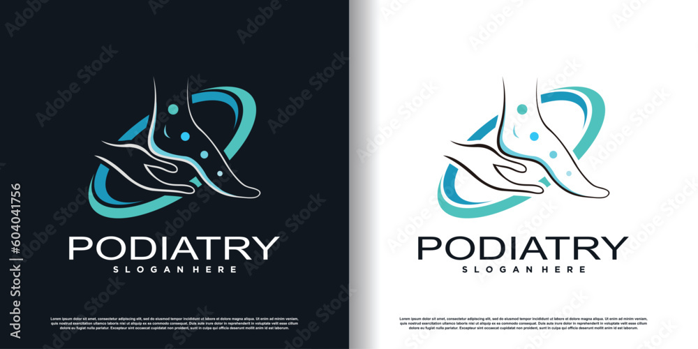 podiatry logo icon with creative concept design premium vector