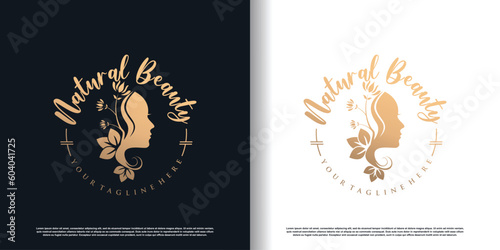 beauty women logo with creative unique concept premium vector